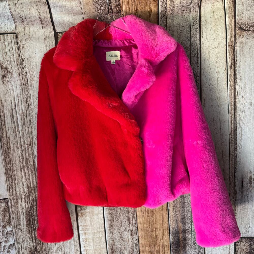 If By sea Jacket Anthropologie Jacket Faux Fun Colorblock Red Pink Small Boho - Picture 1 of 11